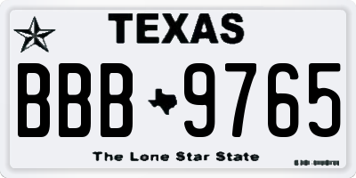 TX license plate BBB9765