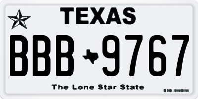 TX license plate BBB9767