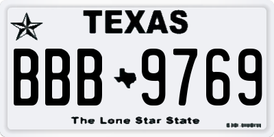 TX license plate BBB9769