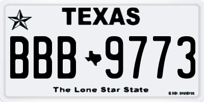 TX license plate BBB9773