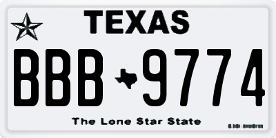 TX license plate BBB9774