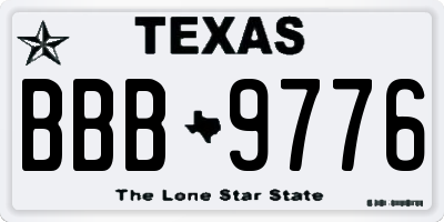 TX license plate BBB9776