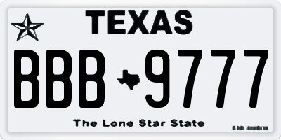 TX license plate BBB9777