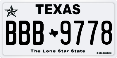 TX license plate BBB9778