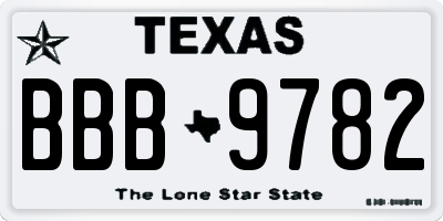 TX license plate BBB9782