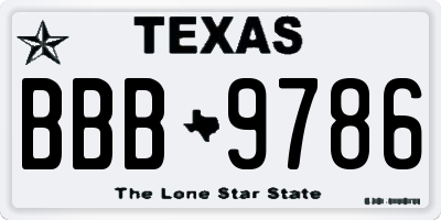 TX license plate BBB9786
