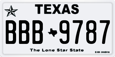 TX license plate BBB9787