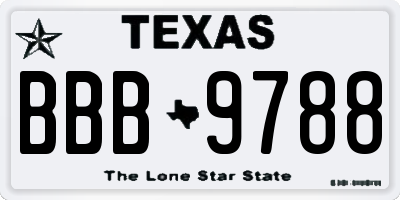 TX license plate BBB9788