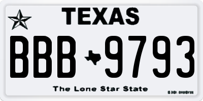 TX license plate BBB9793