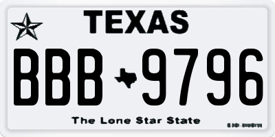 TX license plate BBB9796