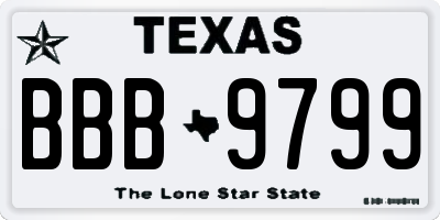 TX license plate BBB9799