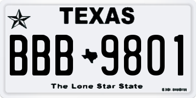 TX license plate BBB9801