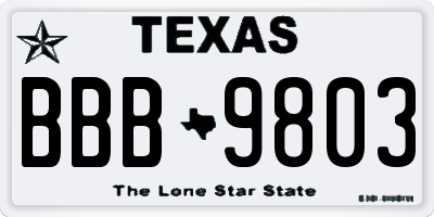 TX license plate BBB9803