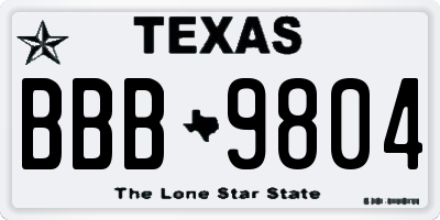 TX license plate BBB9804