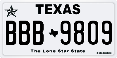 TX license plate BBB9809