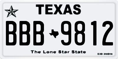 TX license plate BBB9812
