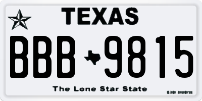 TX license plate BBB9815