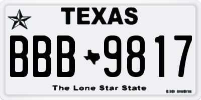 TX license plate BBB9817