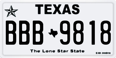 TX license plate BBB9818