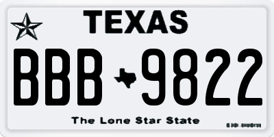 TX license plate BBB9822