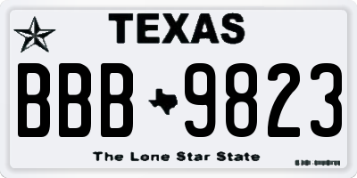 TX license plate BBB9823