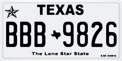 TX license plate BBB9826