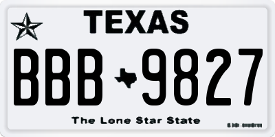 TX license plate BBB9827