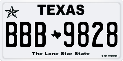 TX license plate BBB9828
