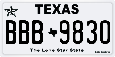 TX license plate BBB9830