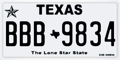 TX license plate BBB9834