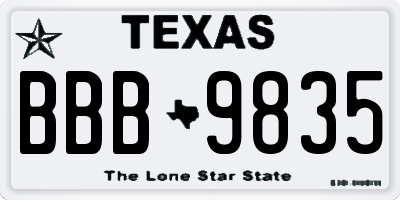 TX license plate BBB9835