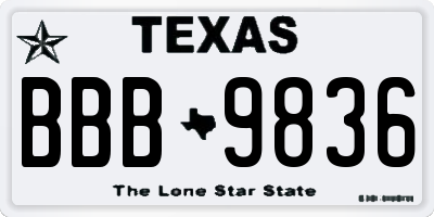 TX license plate BBB9836