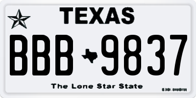 TX license plate BBB9837