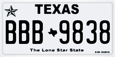 TX license plate BBB9838