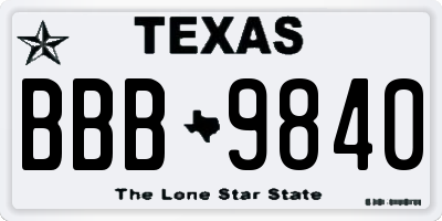 TX license plate BBB9840