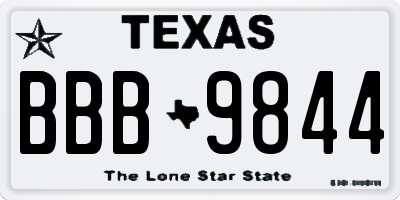 TX license plate BBB9844