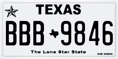 TX license plate BBB9846