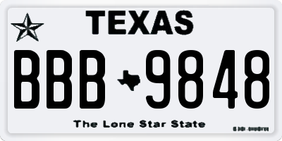 TX license plate BBB9848