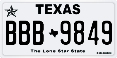 TX license plate BBB9849