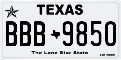 TX license plate BBB9850