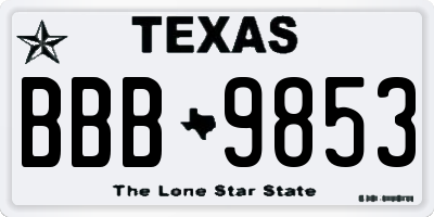 TX license plate BBB9853