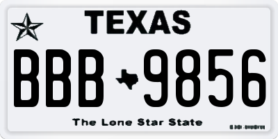 TX license plate BBB9856