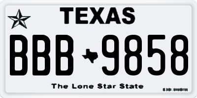 TX license plate BBB9858