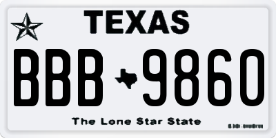 TX license plate BBB9860
