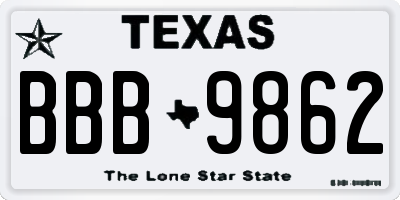 TX license plate BBB9862