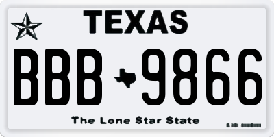 TX license plate BBB9866