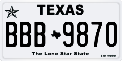 TX license plate BBB9870