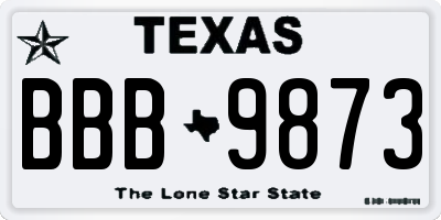 TX license plate BBB9873