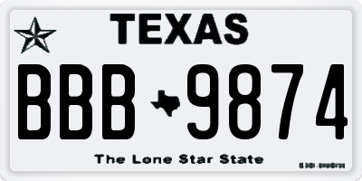 TX license plate BBB9874