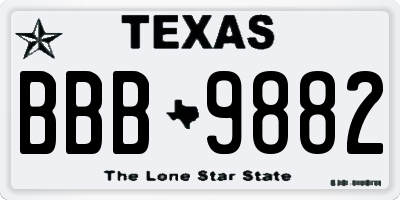 TX license plate BBB9882